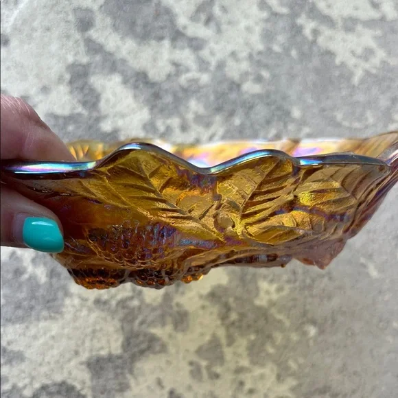 Iridescent Glass Leaf Bowl - Picture 2 of 12